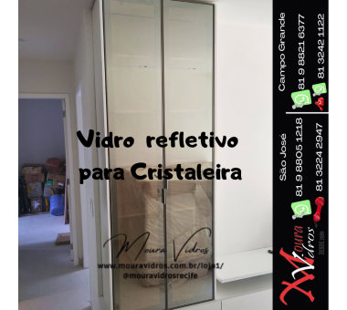 Vidro refletivo para armário cristaleira